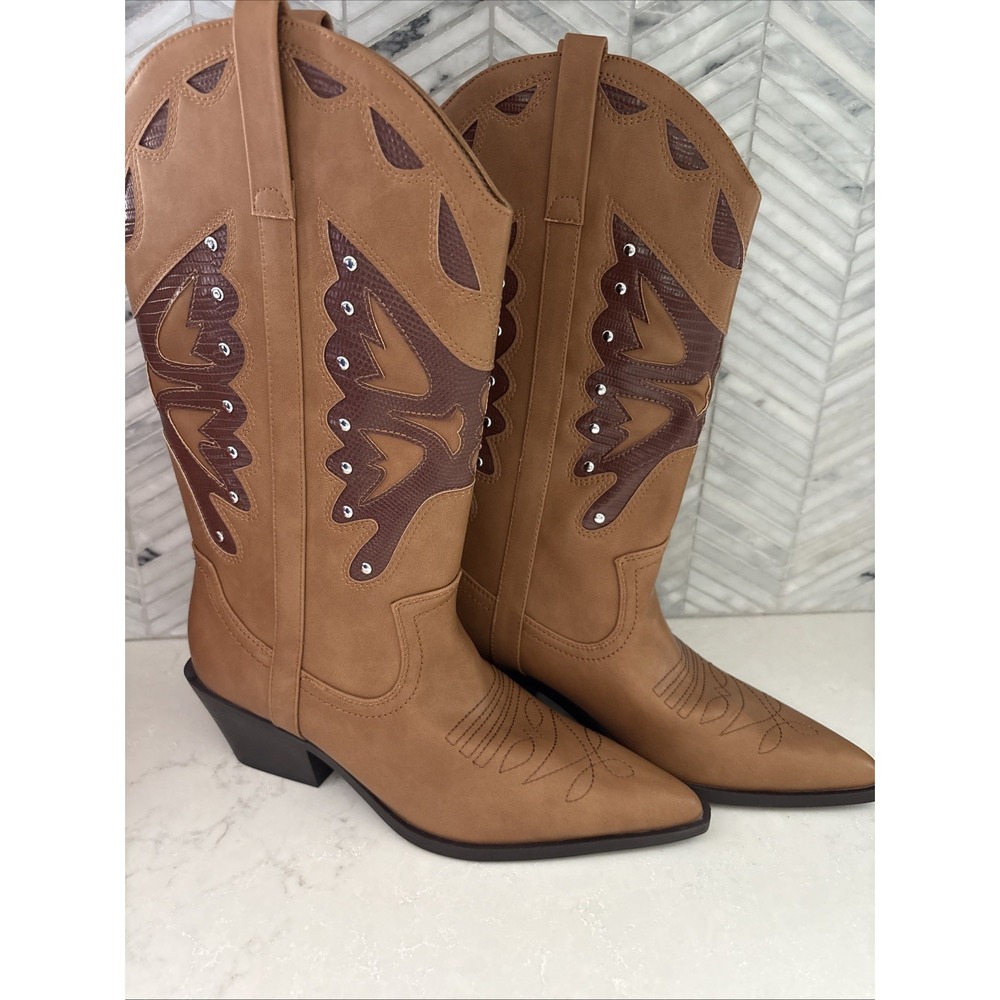 Madden Girl Women's Saloonn Western Cowboy Boots Butterfly Brown 8.5 Rodeo